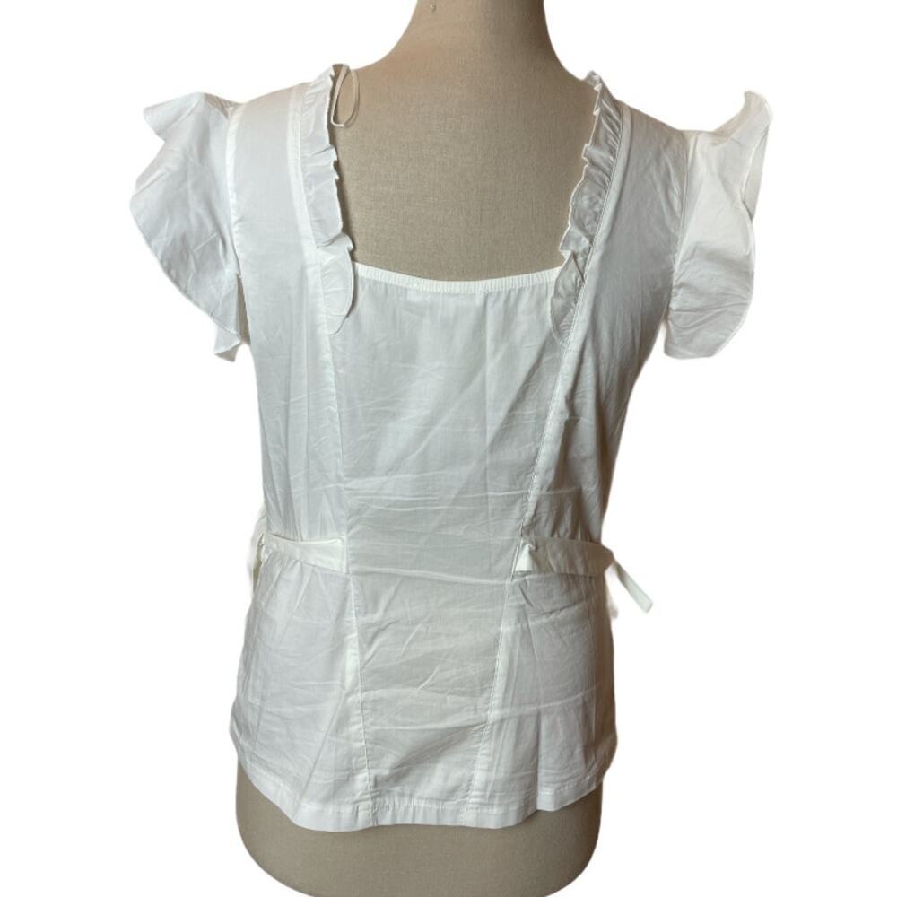 Lulumari White Ruffle Eyelet Short Sleeve Top Women's Size M - Picture 3 of 6